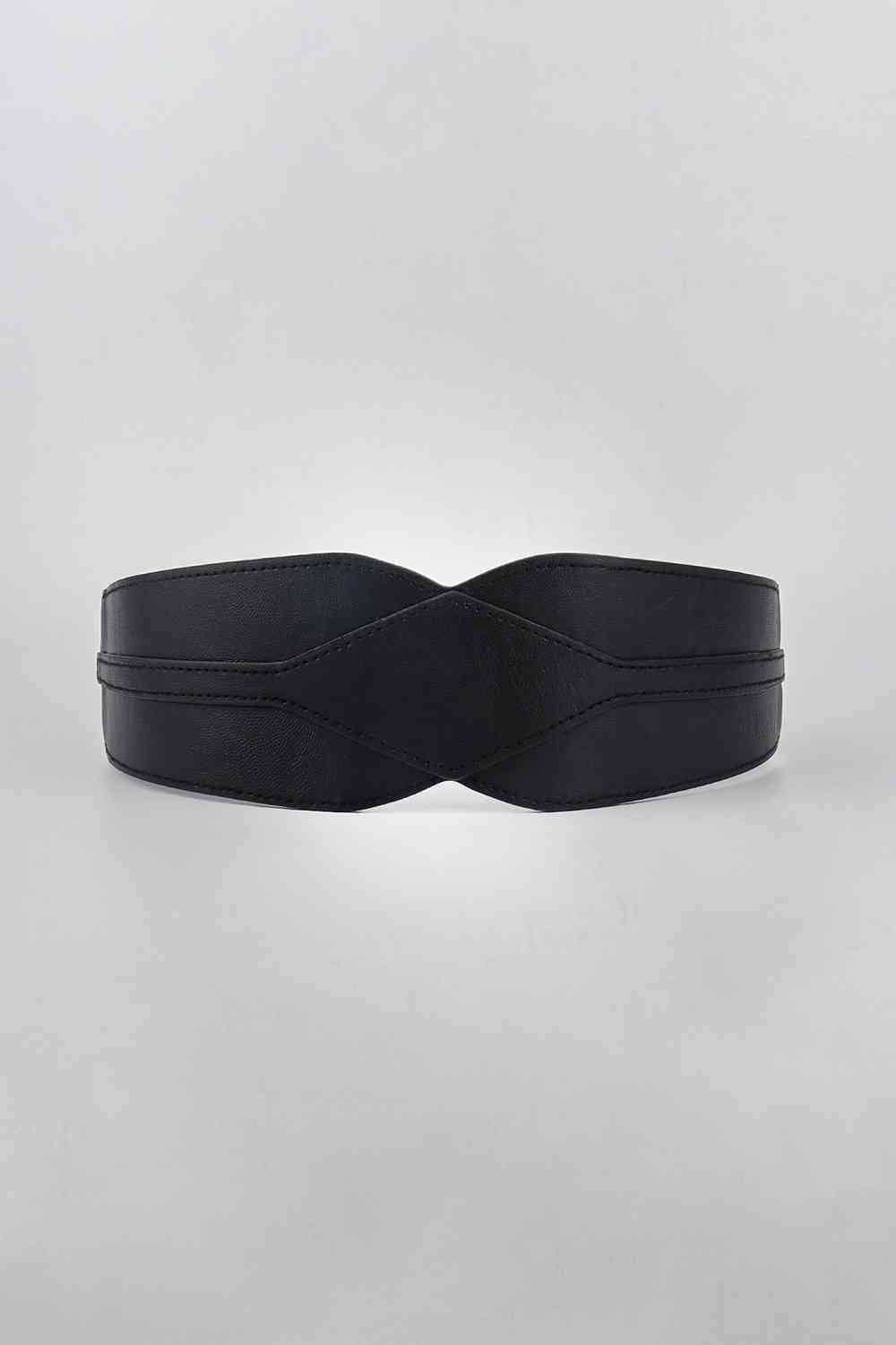 Elastic Wide PU Belt Black One Size