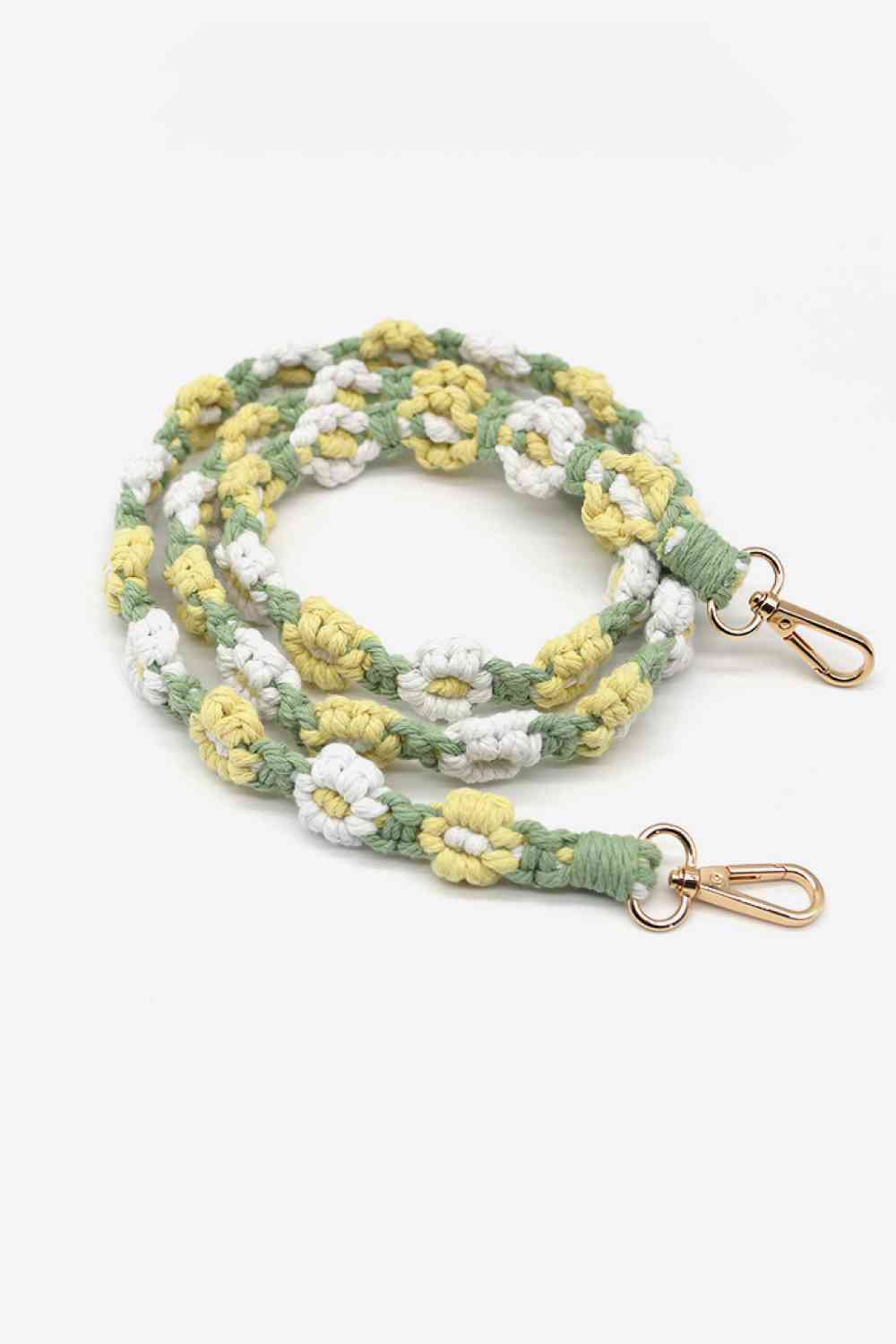 Macrame Flower Lanyard Yellow/Green One Size