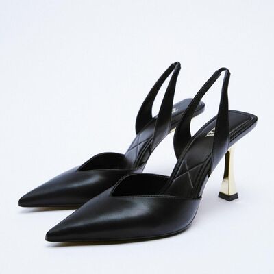 PU Leather Point Toe Stiletto Heel Pumps Black