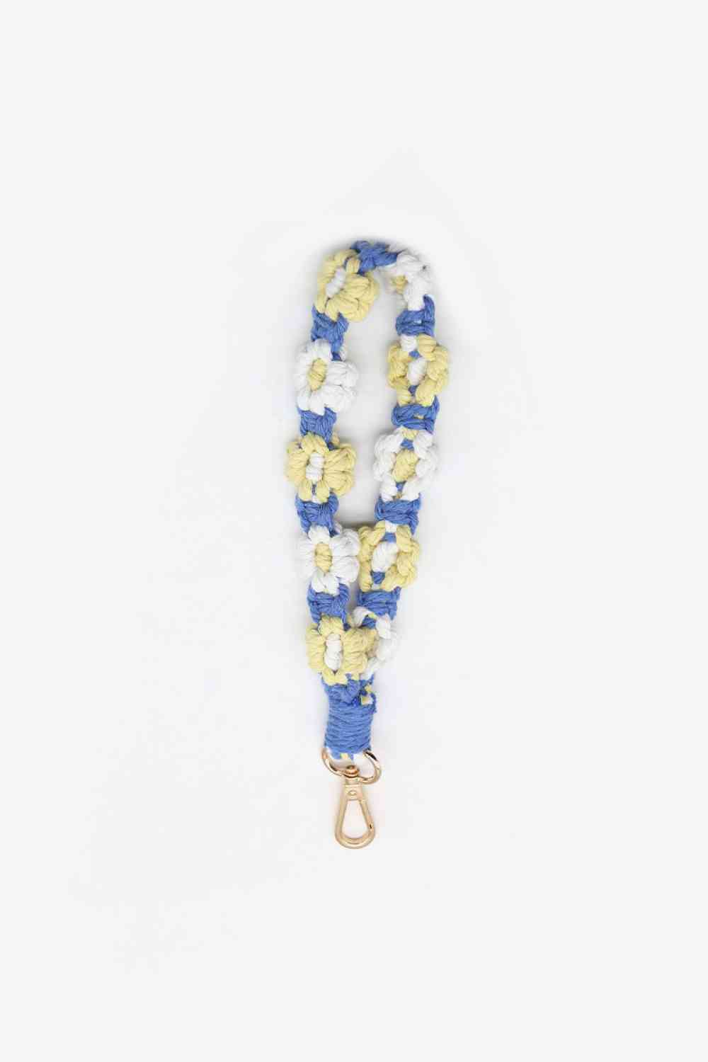 Assorted 4-Piece Macrame Flower Keychain Yellow/Blue One Size