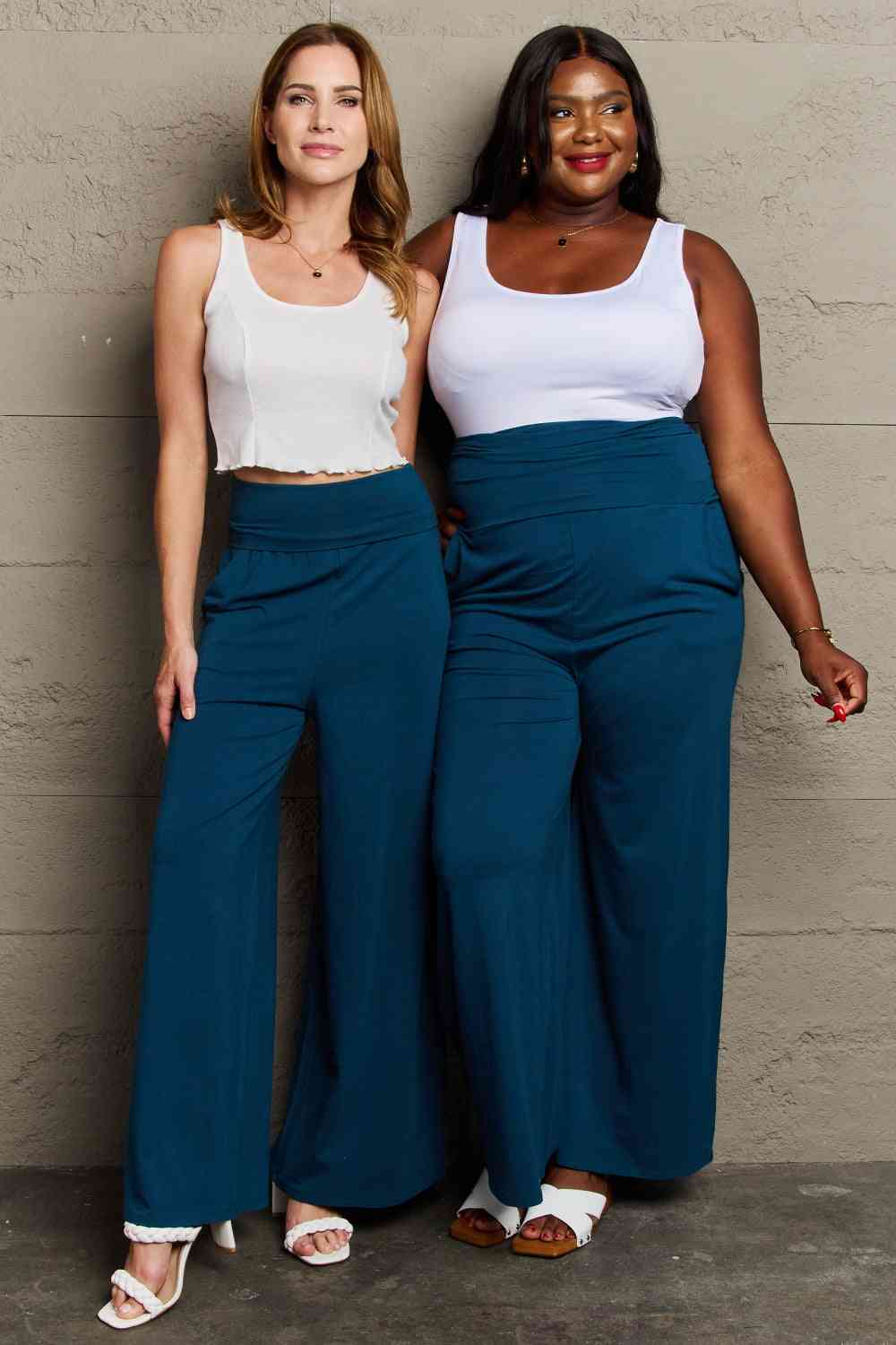 Culture Code My Best Wish Full Size High Waisted Palazzo Pants Deep Teal