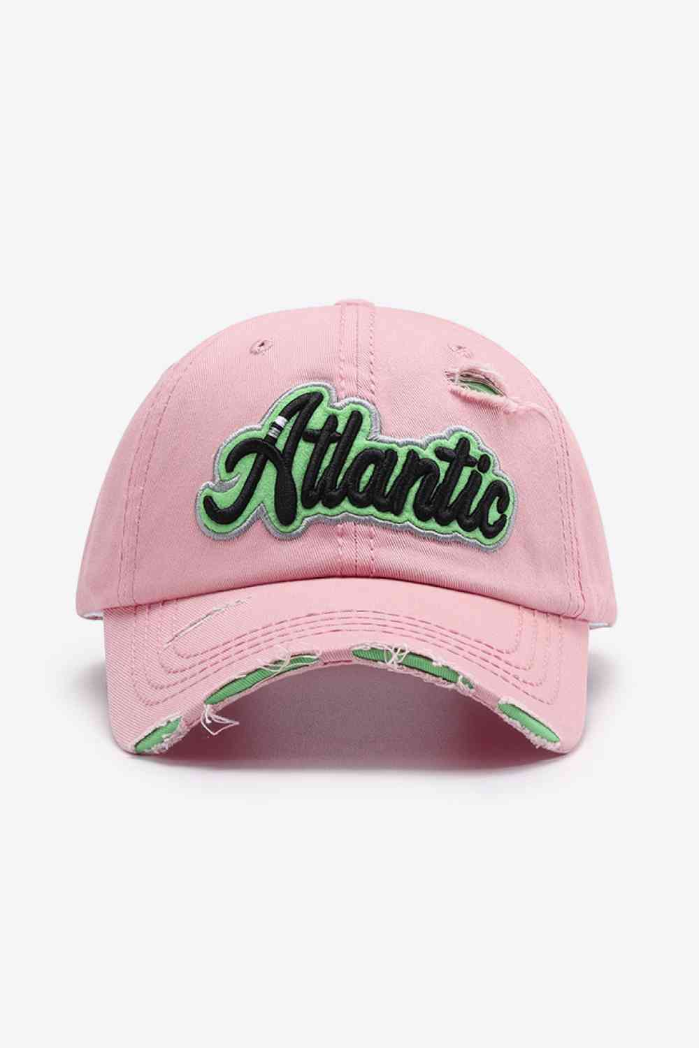 ATLANTIC Graphic Distressed Baseball Cap Pink One Size