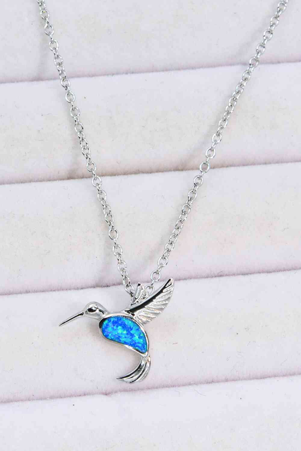 Opal Bird 925 Sterling Silver Necklace Cobalt Blue One Size