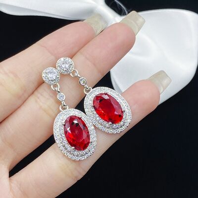 Silver-Plated Artificial Gemstone Dangle Earrings Silver One Size