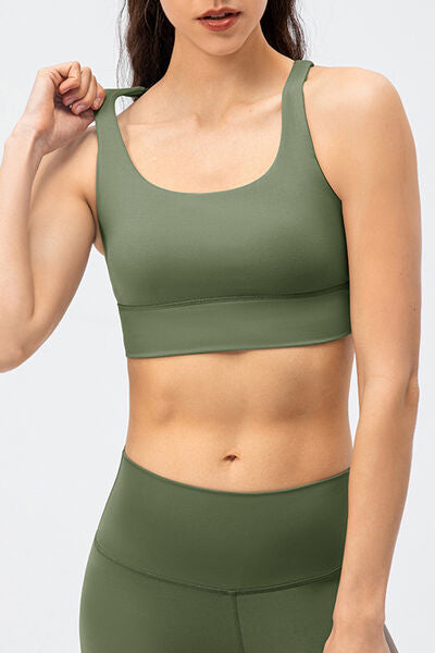 Crisscross Square Neck Active Tank Matcha Green