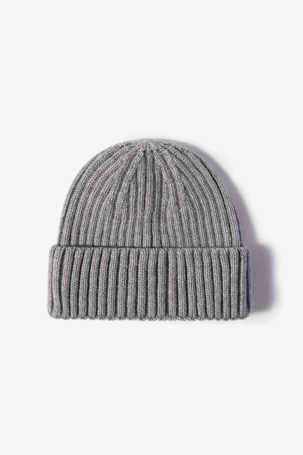 Rib-Knit Cuff Beanie Gray One Size