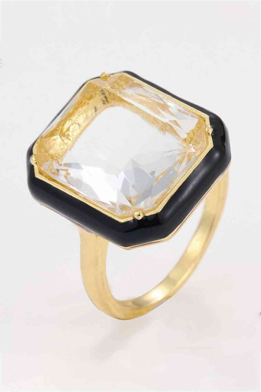 5-Piece Wholesale Glass Stone Contrast Ring White One Size