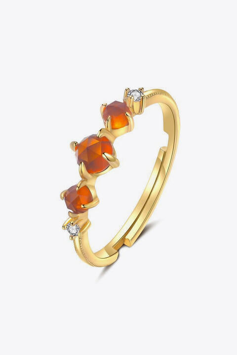Zircon 925 Sterling Silver Adjustable Ring Gold One Size