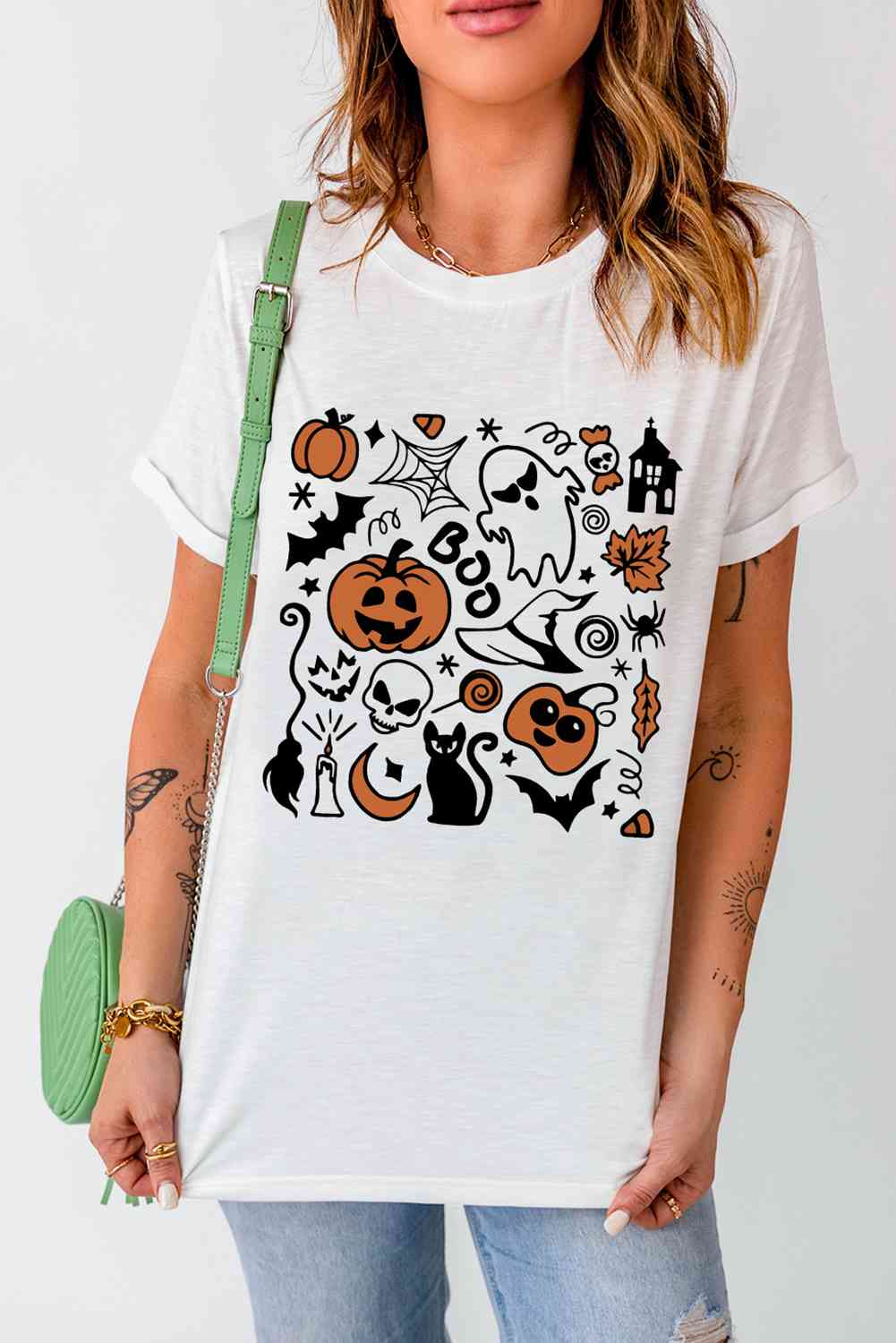 Halloween Graphic Short Sleeve T-Shirt White