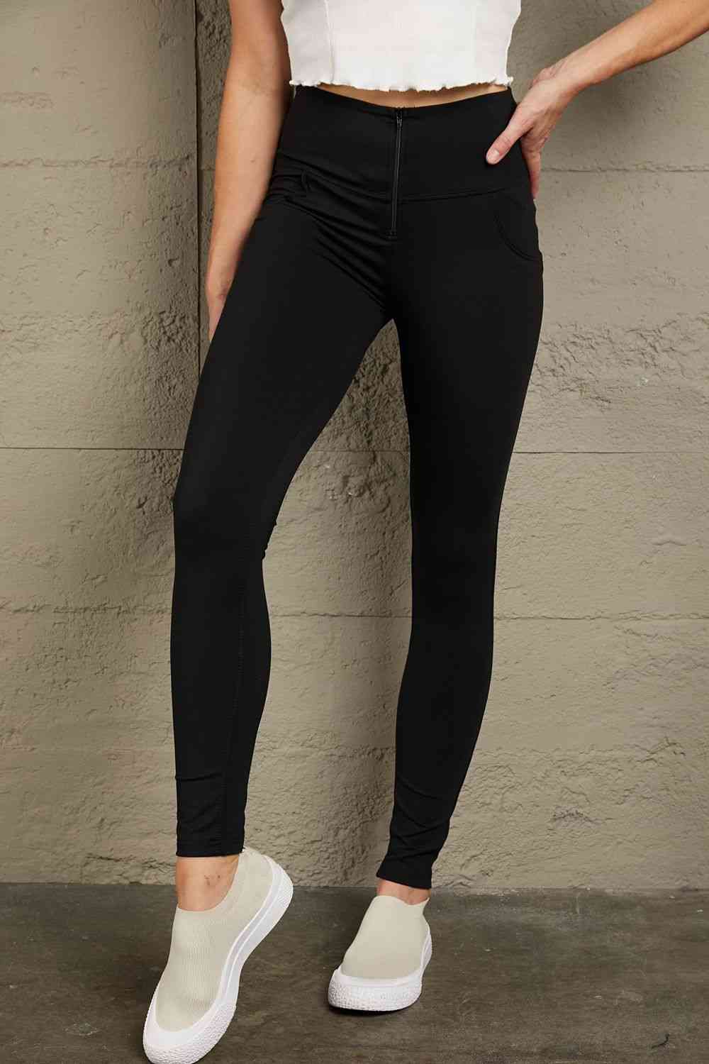 Baeful Zip Detail Skinny Long Jeans Black
