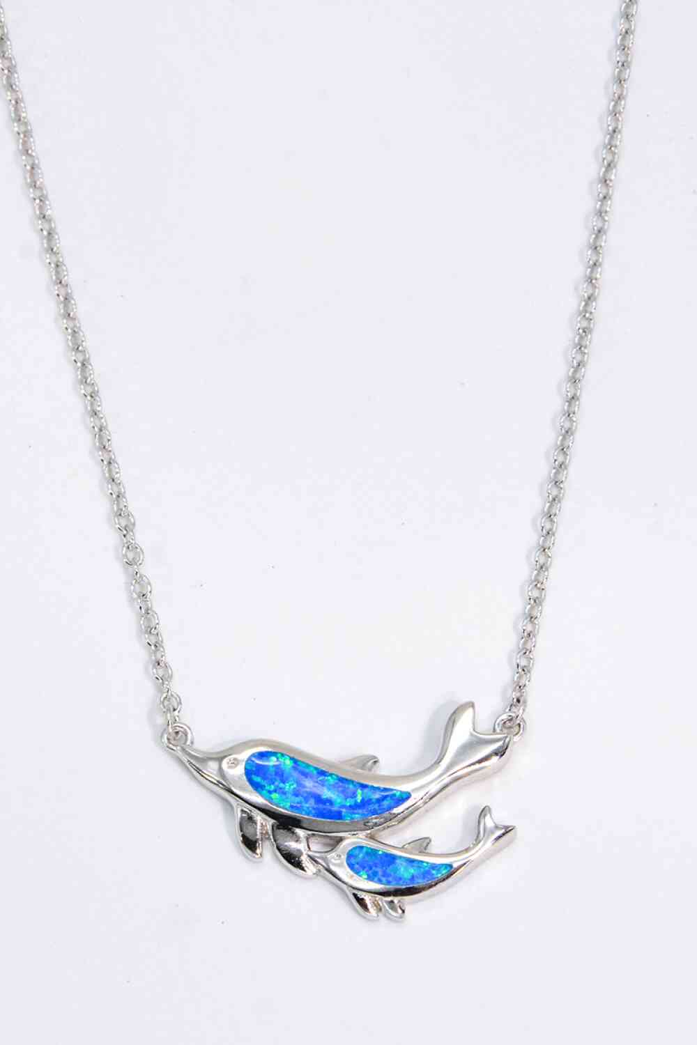 Opal Dolphin Chain-Link Necklace Cobalt Blue One Size