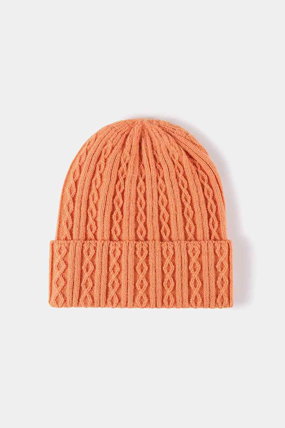 Mixed Knit Cuff Beanie Orange One Size