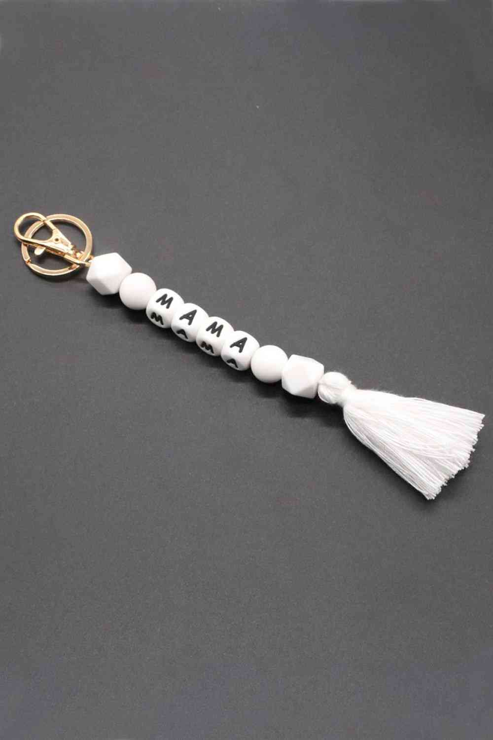 Assorted 2-Pack Mama Beaded Tassel Keychain White/MAMA Printed One Size