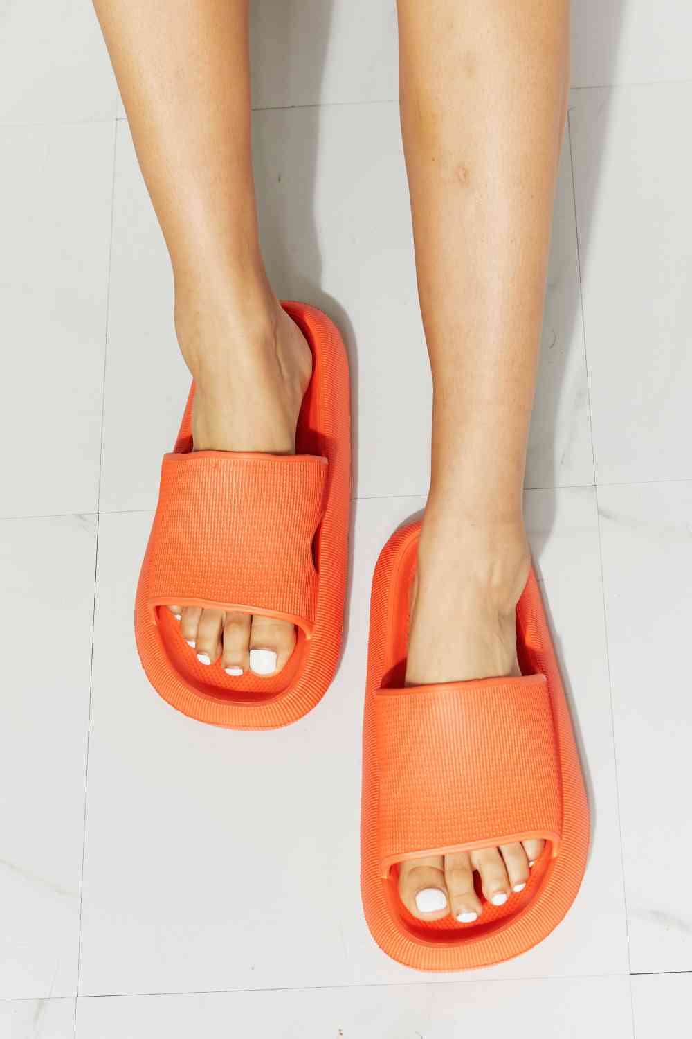 MMShoes Arms Around Me Open Toe Slide in Orange Orange