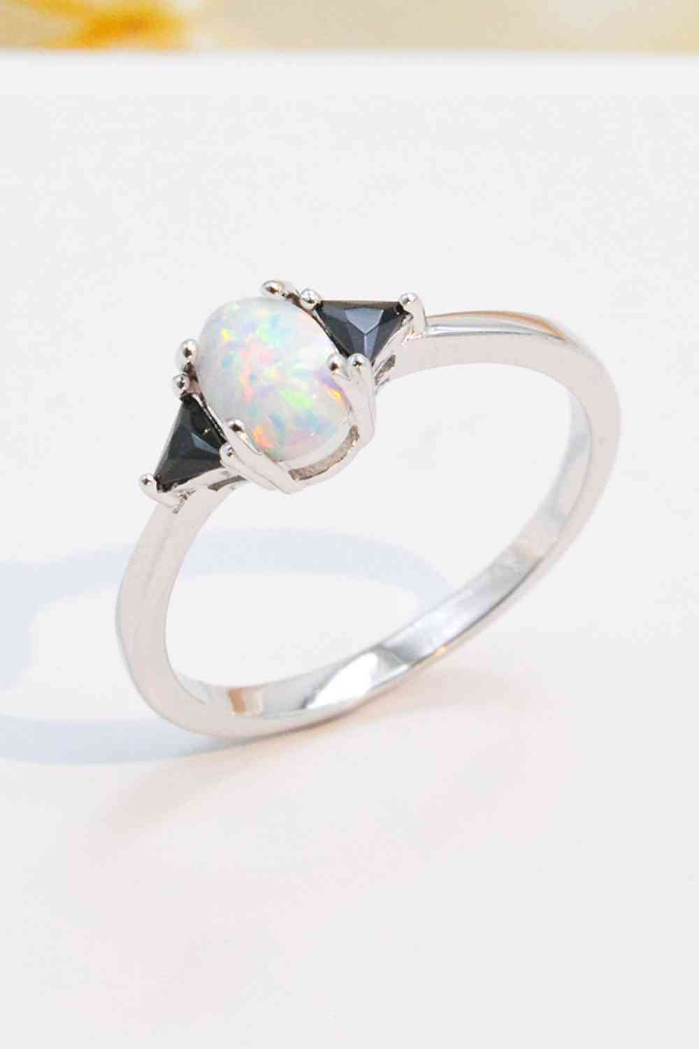 Contrast 925 Sterling Silver Opal Ring