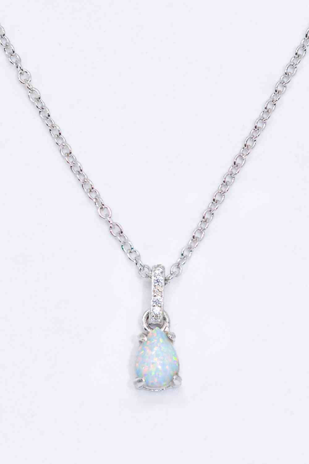 Opal Pendant 925 Sterling Silver Chain-Link Necklace Silver One Size