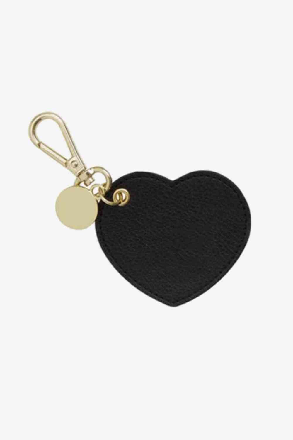 Assorted 4-Pack Heart Shape PU Leather Keychain Black One Size