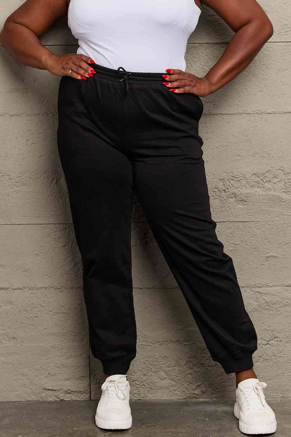 Simply Love Full Size Drawstring Sweatpants Black