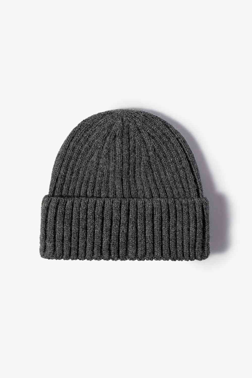 Rib-Knit Cuff Beanie Dark Gray One Size