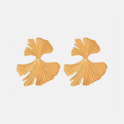 Ginkgo Biloba Design Stud Earrings Gold One Size