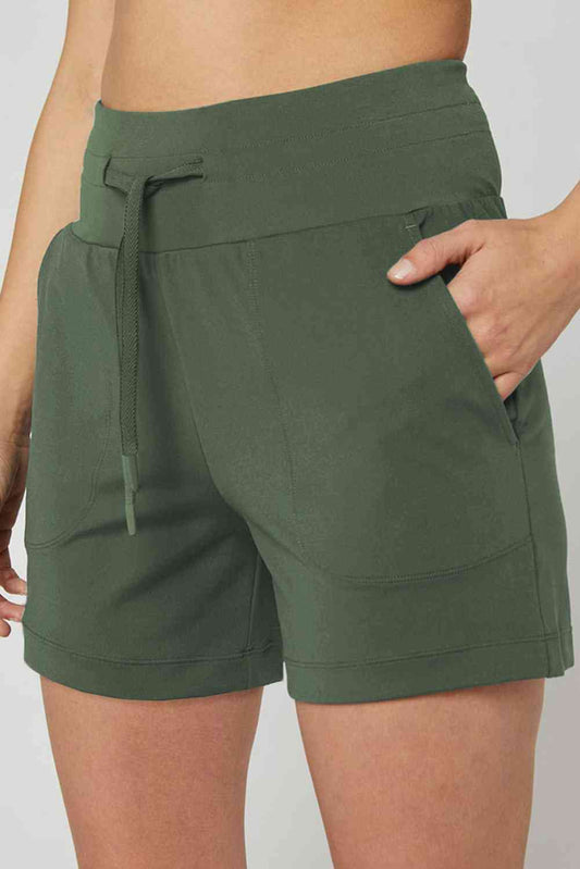 Drawstring Swim Shorts with Pockets Army Green