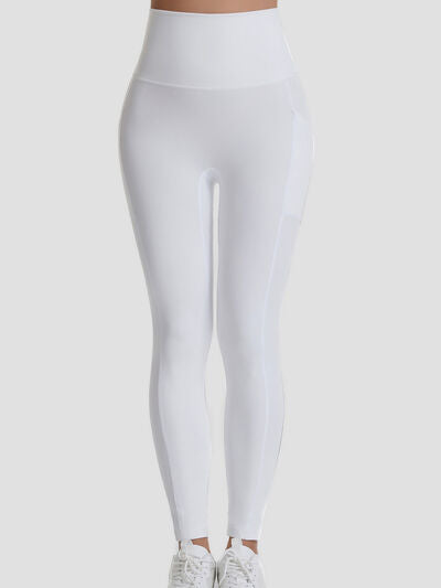 Pocketed High Waist Active Pants White