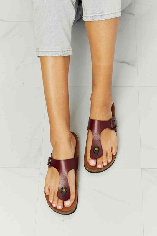 MMShoes Drift Away T-Strap Flip-Flop in Brown Burnt Umber