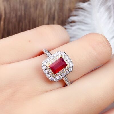 Silver Plated Artificial Gemstone Ring Silver One Size