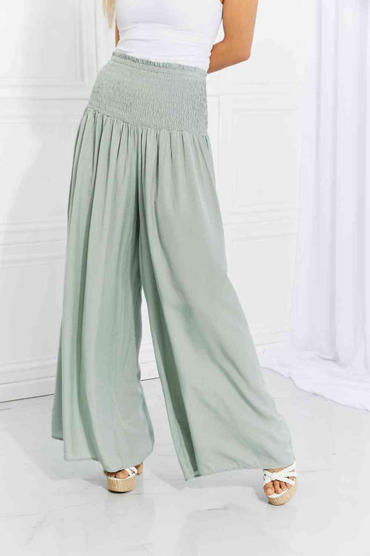 HEYSON Full Size Beautiful You Smocked Palazzo Pants Sage