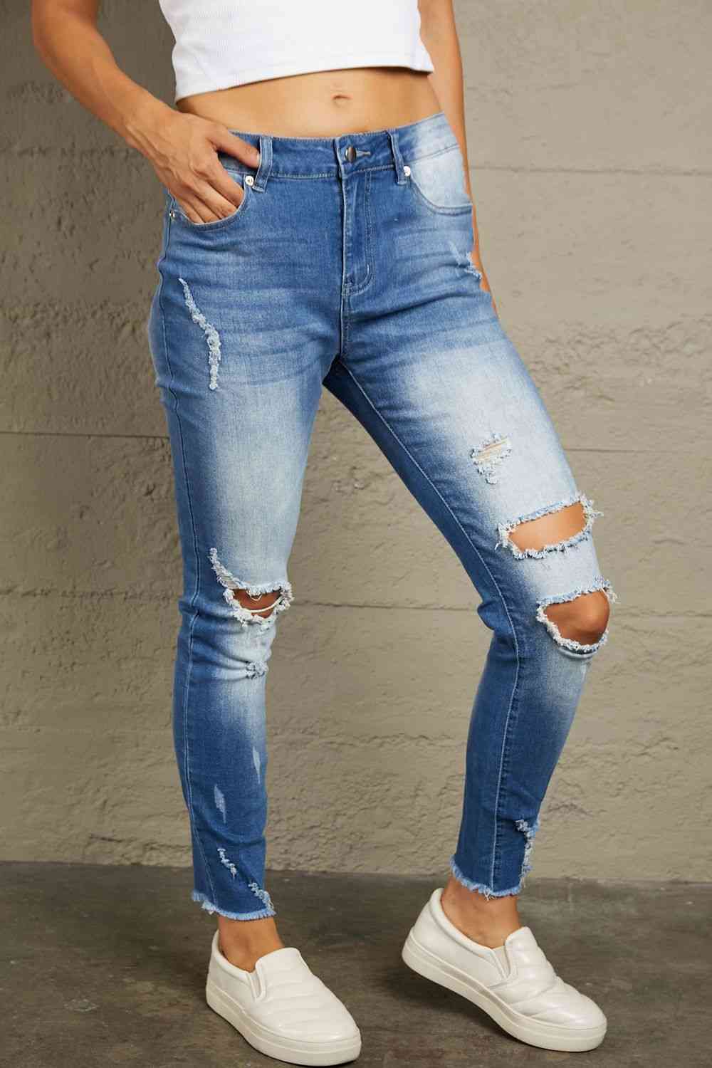 Baeful Faded Mid High Rise Jeans Sky Blue