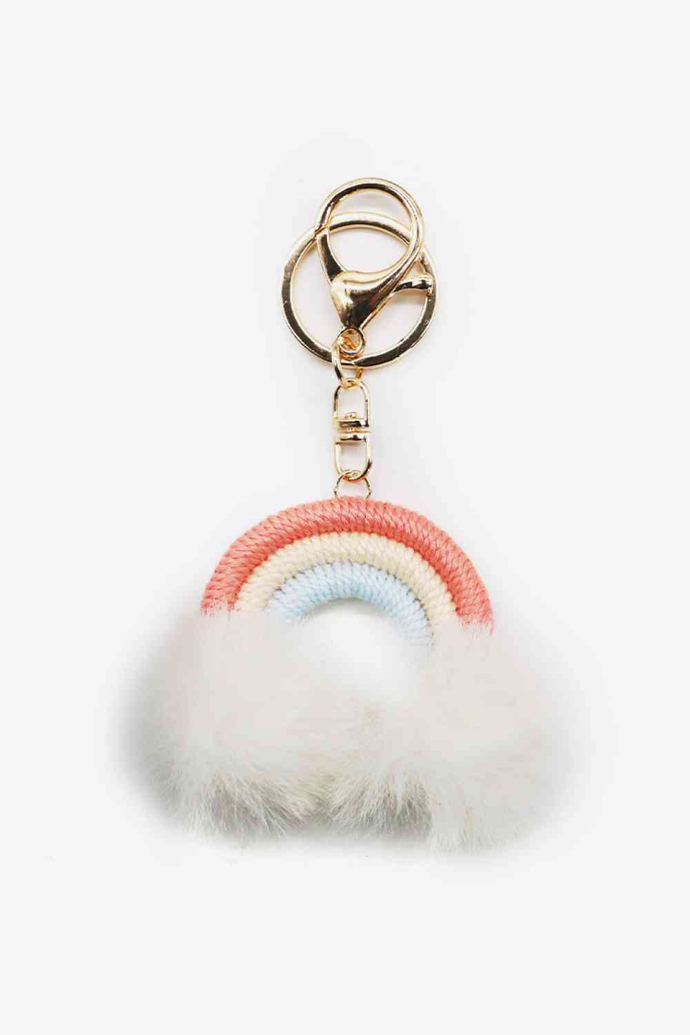 Assorted 4-Pack Rainbow Pom Pom Keychain White One Size