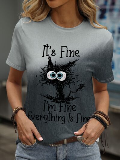 Plus Size IT'S FINE I'M FINE EVERYTHING IS FINE Round Neck T-Shirt Charcoal