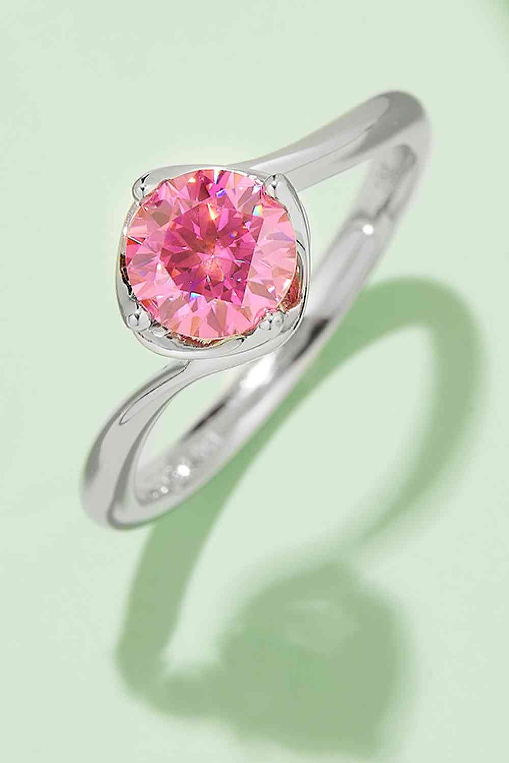 1 Carat Moissanite 925 Sterling Silver Solitaire Ring Deep Rose