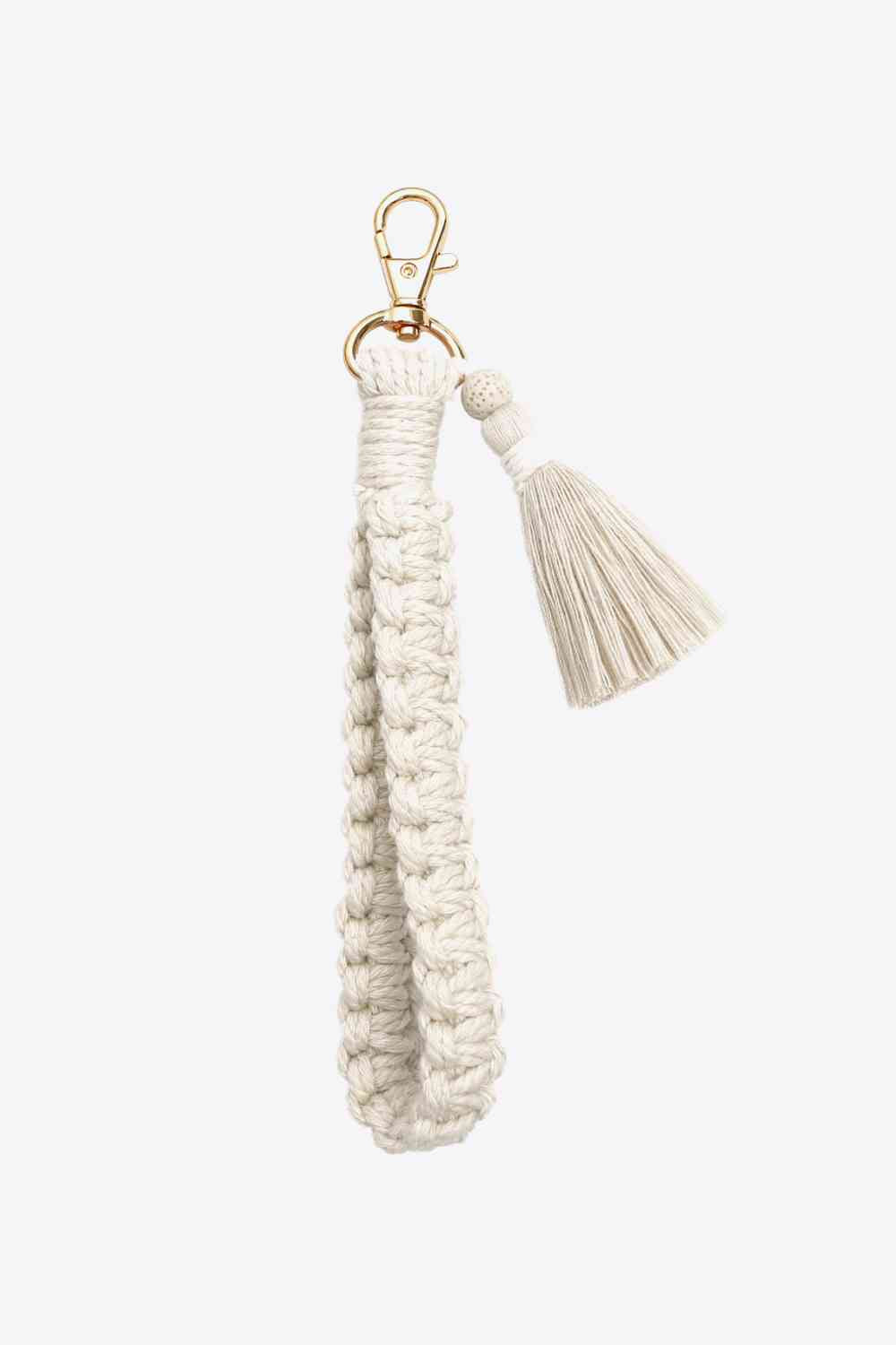 Wristlet Keychain with Tassel Ivory One Size