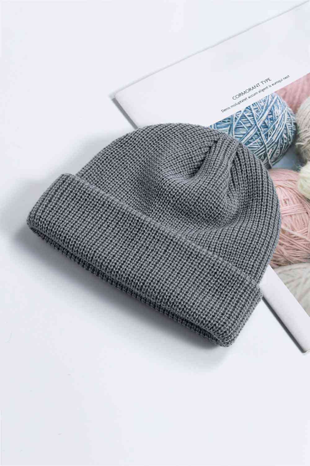 Cozy Rib-Knit Cuff Beanie Gray One Size