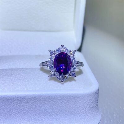 2 Carat Moissanite 925 Sterling Silver Ring Plum