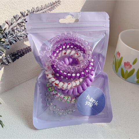 6-Piece Resin Telephone Line Hair Ropes Lavender One Size