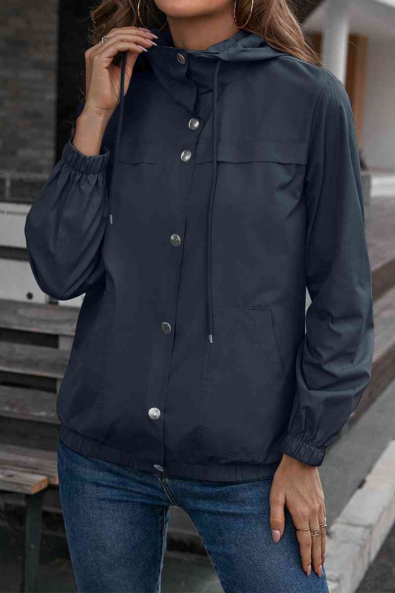 Button-Down Long Sleeve Sports Jacket Dark Navy