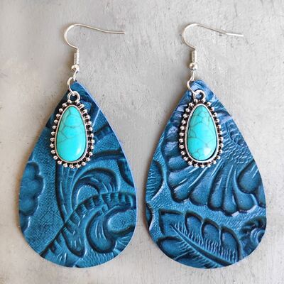 Artificial Turquoise Teardrop Earrings Teal One Size