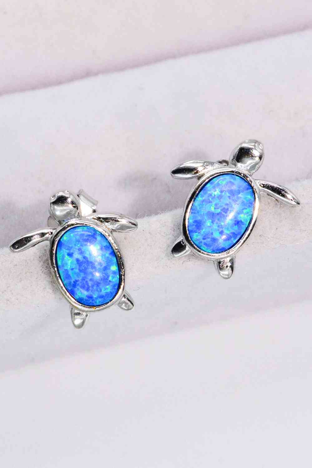 Opal Turtle Stud Earrings Blue One Size