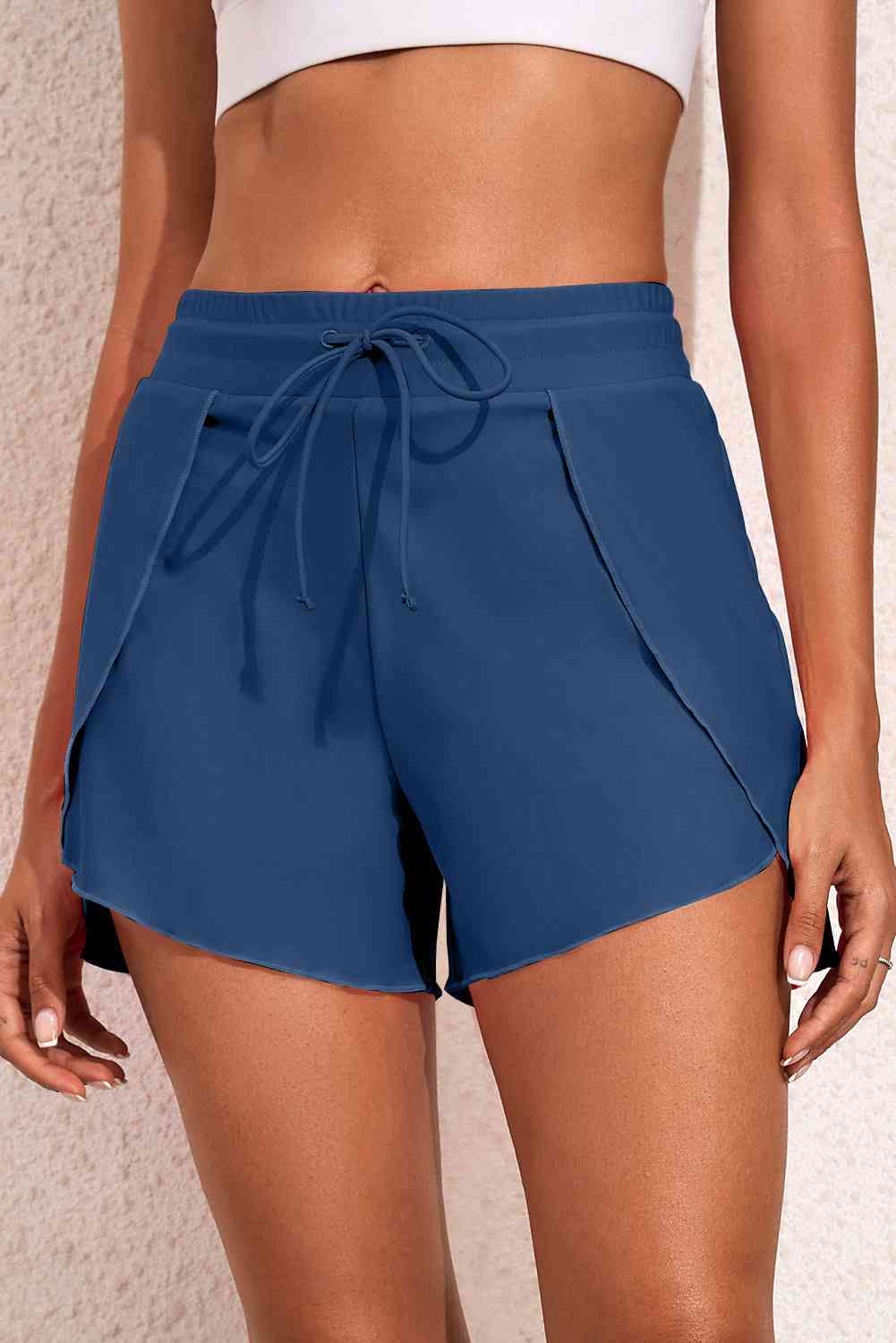 Drawstring Waist Swim Shorts Peacock Blue