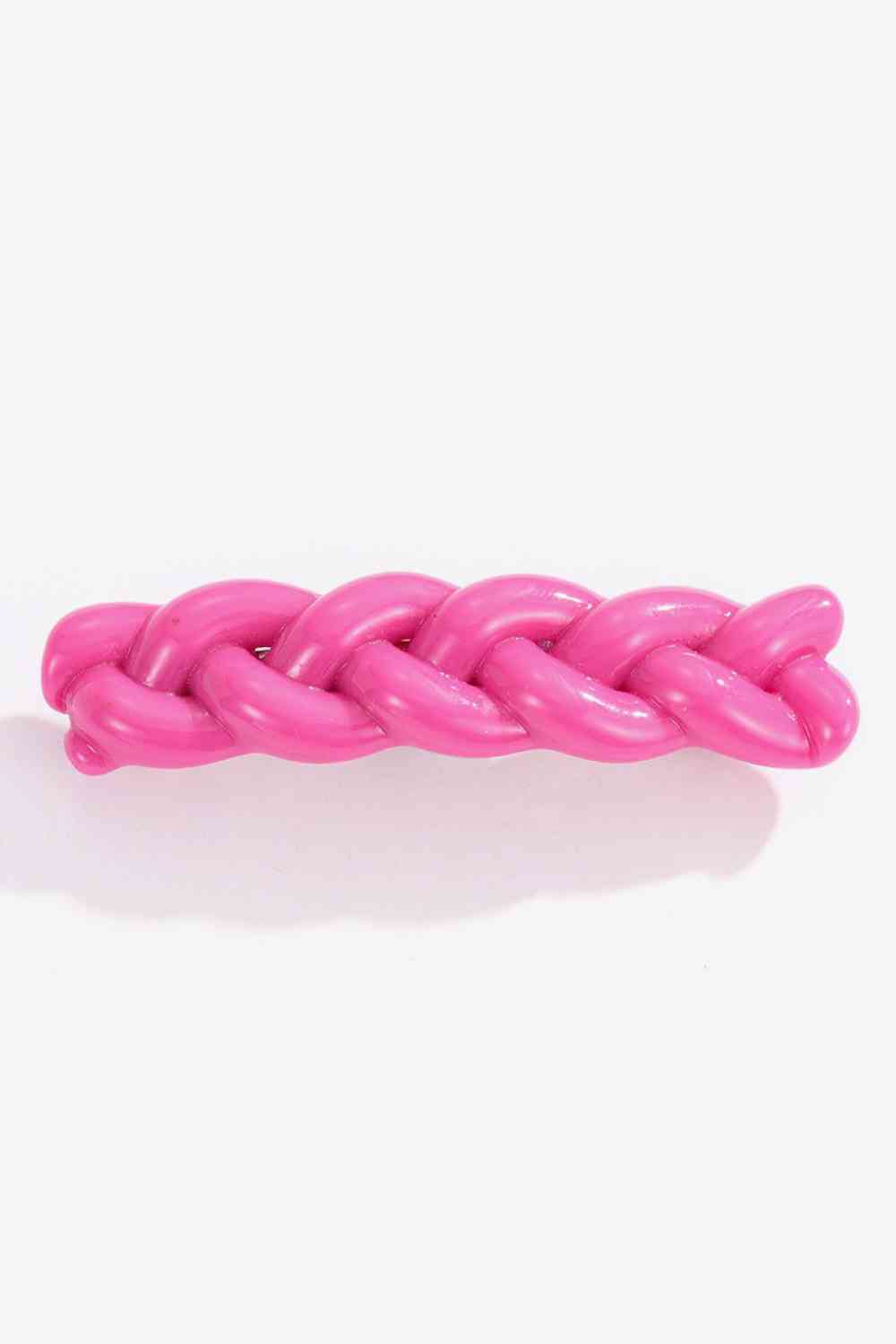 Braided Style Barrette Hot Pink One Size