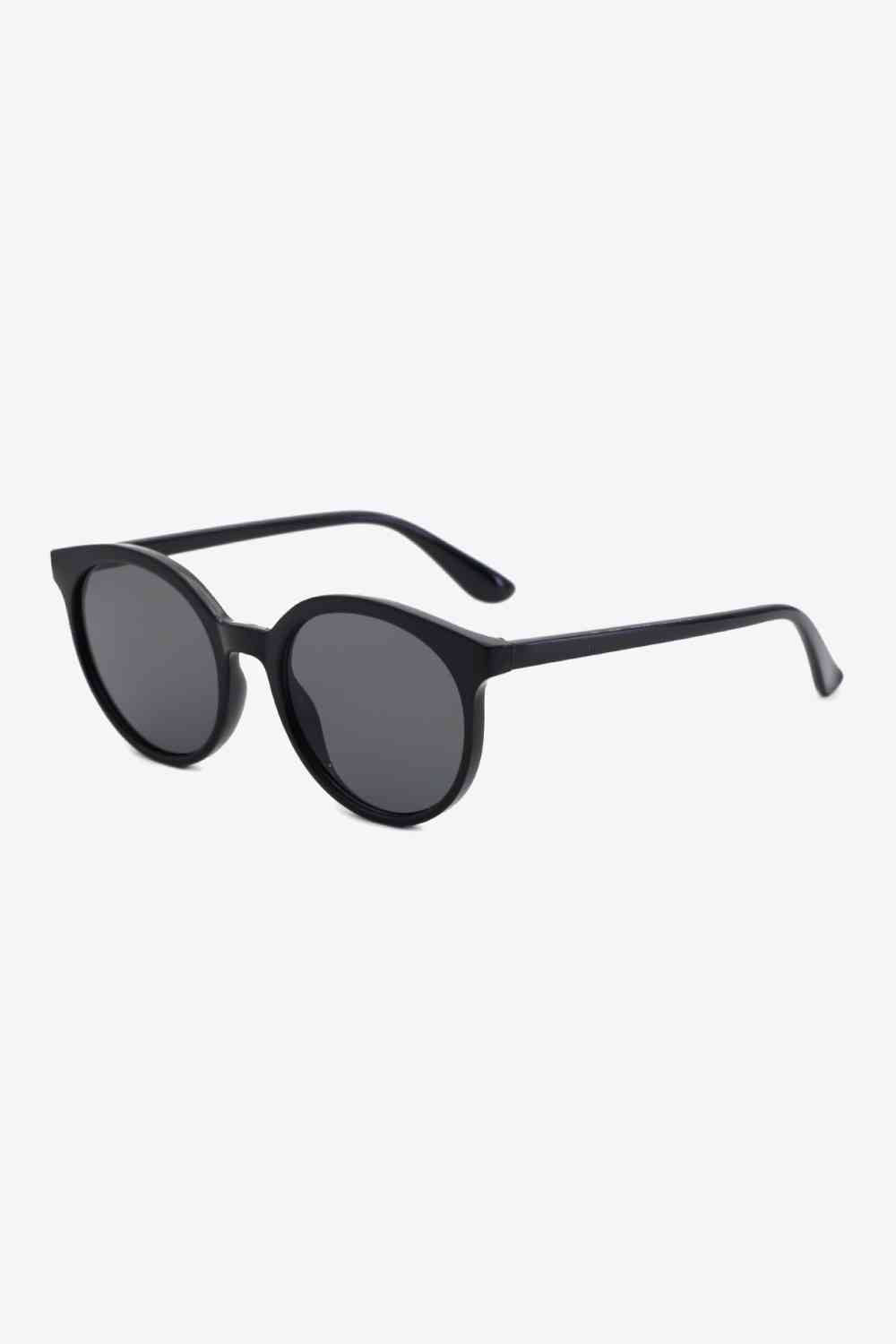 Round Full Rim Polycarbonate Frame Sunglasses Black One Size