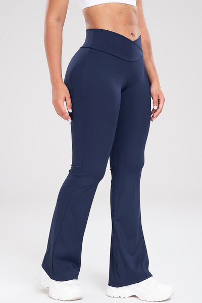 Wide Waistband Bootcut Active Pants Navy