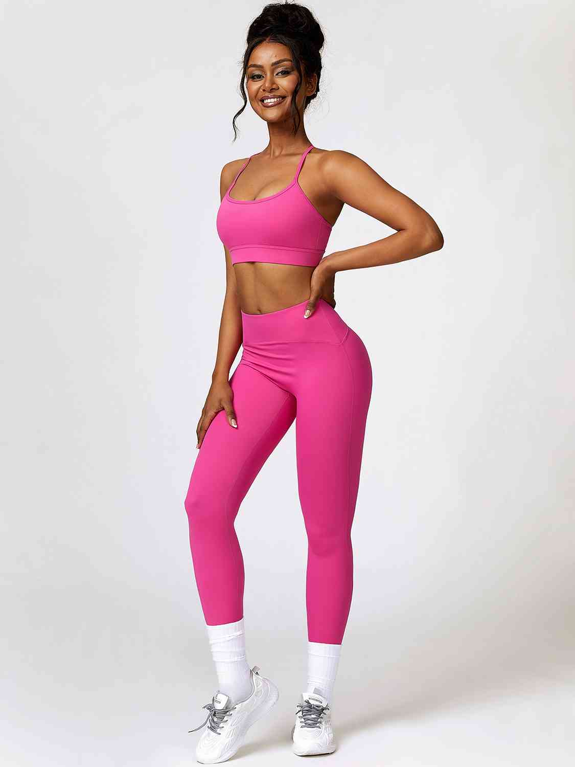 Sport Bra and Leggings Set Hot Pink