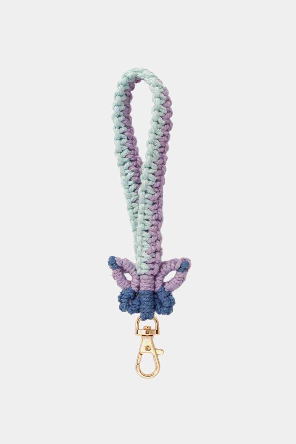 Butterfly Shape Macrame Key Chain Lavender One Size