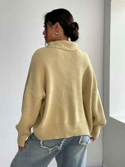 Turtleneck Dropped Shoulder Sweater