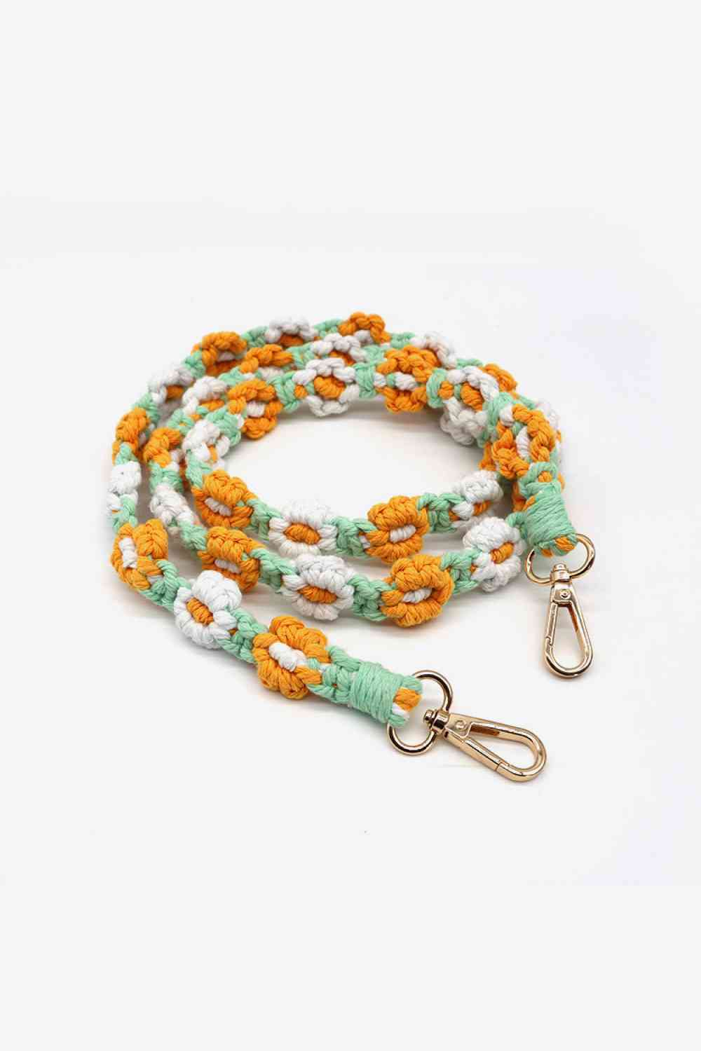 Macrame Flower Lanyard Orange/Green One Size