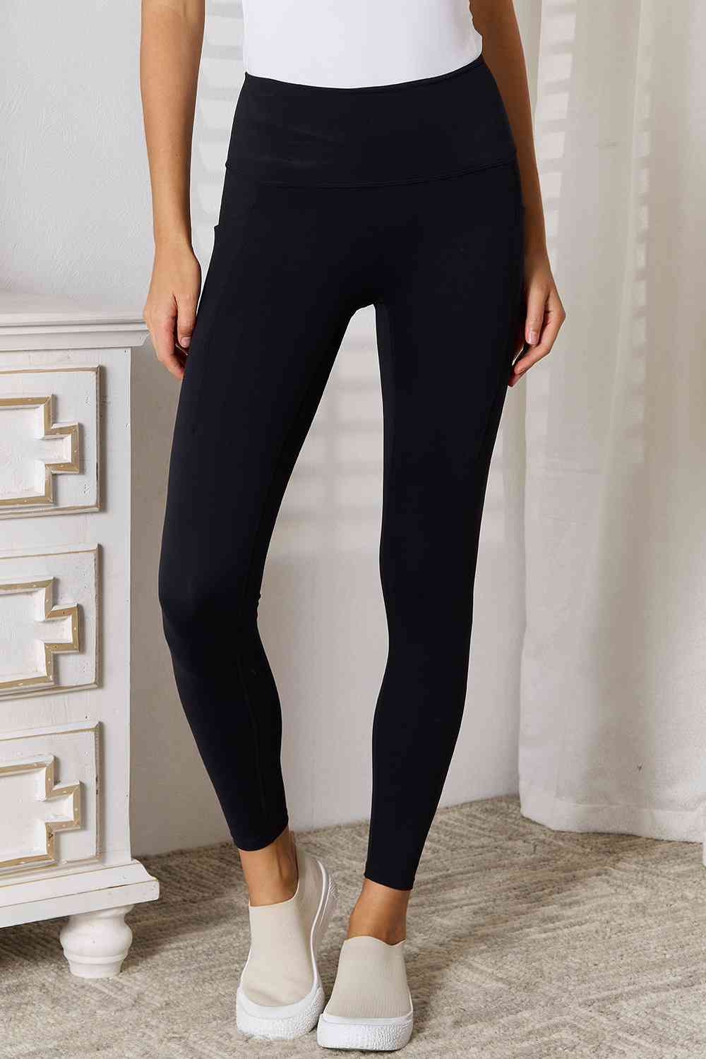 Basic Bae Wide Waistband Sports Leggings Black