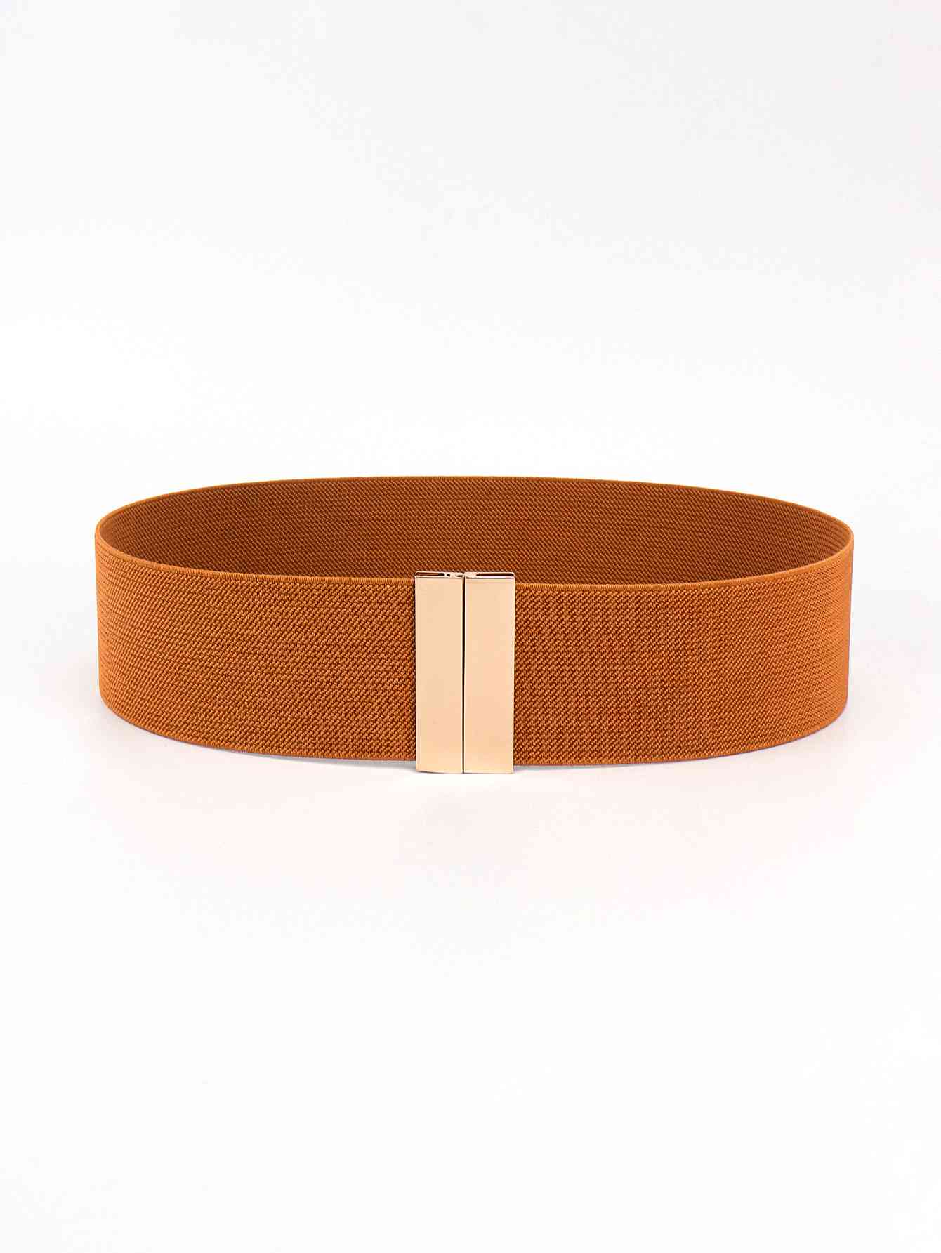 Alloy Buckle Elastic Belt Ochre One Size